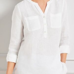 Talbots White Linen Blouse